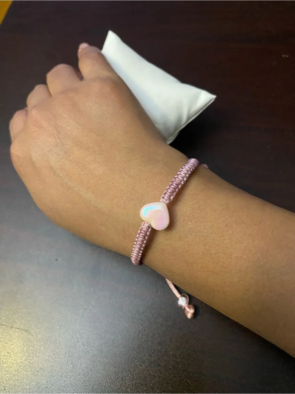 Pink Heart Macramé Bracelet with Glossy Heart Charm